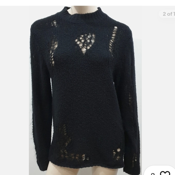 3.1 Phillip Lim Black Open Knit Turtleneck Sweater - Picture 10 of 11